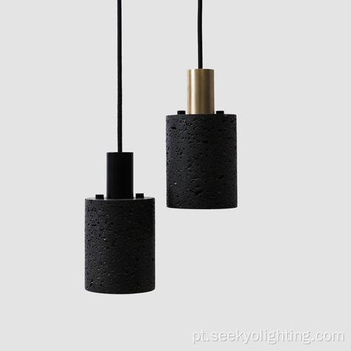 Lâmpada pendente de pedra preta moderna para sala de jantar